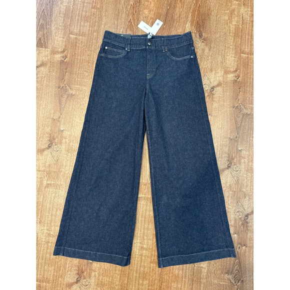 SPANX Denim - Spanx Wide Leg Denim Raw Indigo Dark Wash Stretch Jeans 20547R Womens 1X XL NEW